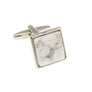 Square Cabochon Howlite Black White Marble Effect Semi Precious Stone Cufflinks by Elizabeth Parker England