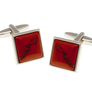 Square Cabochon Red Jasper Semi Precious Stone Cufflinks