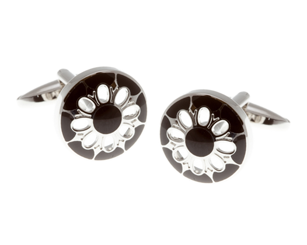 Black Flower Cutout Cufflinks