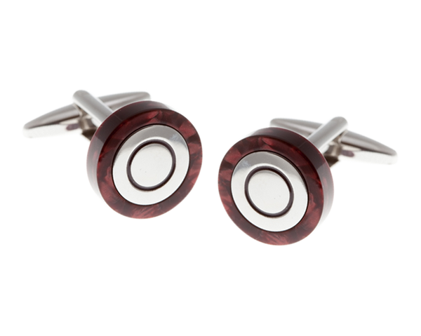 Circular Speckled Red Cufflinks