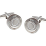 Grey and Speckled White Circular Cufflinks