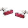 Narrow Rectangular Faceted Red Cufflinks