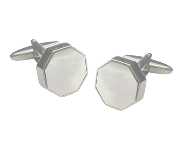 Octagonal Sunken Mother of Pearl Cufflinks