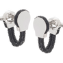 Black Braided Genuine Leather Cufflinks
