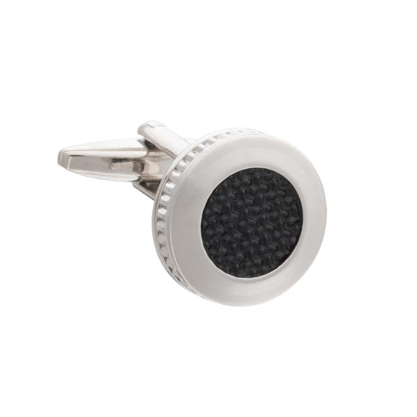 Construction Themed Round Cufflinks with Matt Black textured insert by Elizabeth Parker