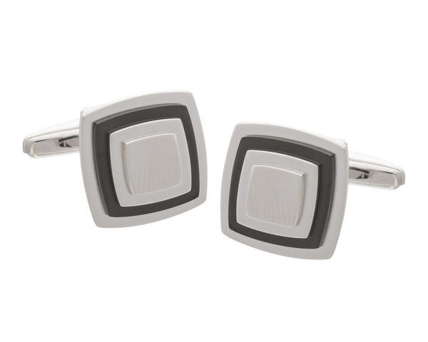 Multi-layered with Gunmetal Plate Square Cufflinks