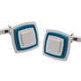 Multi-layered Blue Plate Square Cufflinks