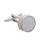 On The Edge Round White Cufflinks by Elizabeth Parker