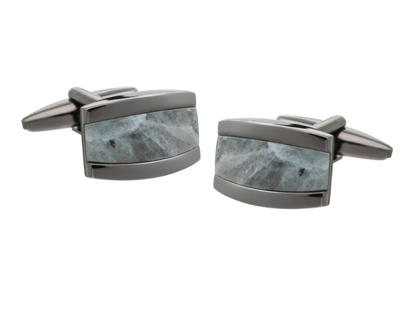 Colour My World Grey Jasper Gunmetal Cufflinks