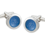 World At Dawn' Round Blue Cufflinks