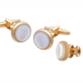 Signature Collection No2 Mother of Pearl Cufflink and Lapel Pin Set