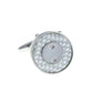 Round Screw Plated White Carbon Fibre Cufflinks by Elizabeth Parker