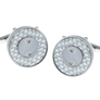 Screw Plated White Carbon Fibre Cufflinks