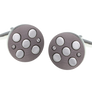 5 Circle Brushed Gun Metal Round Cufflinks