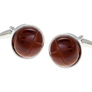 Brown Leather Vintage Button Cufflinks
