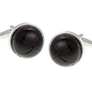 Matt Black Leather Vintage Button Cufflinks