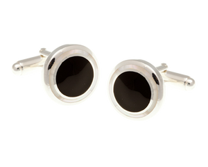 Solid Silver Onyx Mother of Pearl Cufflinks