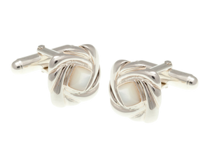 Solid Silver Mother of Pearl Swirl Cufflinks