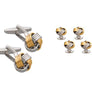 Gold Silver Mix Plated Woven Knot Dress Studs & Cufflinks Set