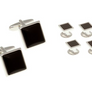 4 Onyx Square Dress Studs & Cufflinks Set