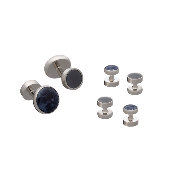 All Change' Set of 4 Reversible Hematite & Sodalite Dress Studs
