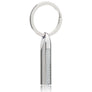 Plain Metal Cylindrical Key Ring with White Carbon Fibre Inlay Detailing by Elizabeth Parker England