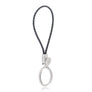 Braided Black Genuine Leather Key Ring with Elizabeth Parker Crest Swing Tag by Elizabeth Parker England