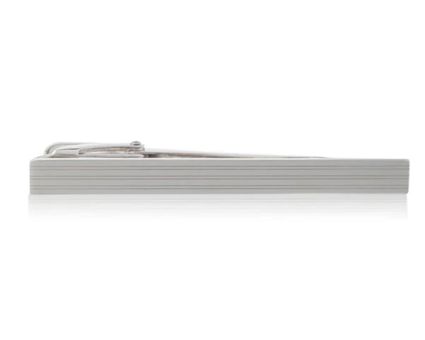 Polished Metal Tie Clip With Laser-Etched Lines - 50mm by Elizabeth Parker