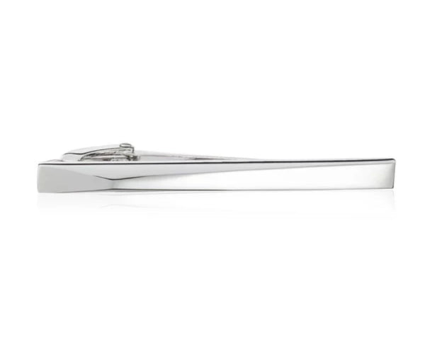 3D Polished Metal 55mm Tie Clip with a Raised Off-Centre Peak by Elizabeth Parker England