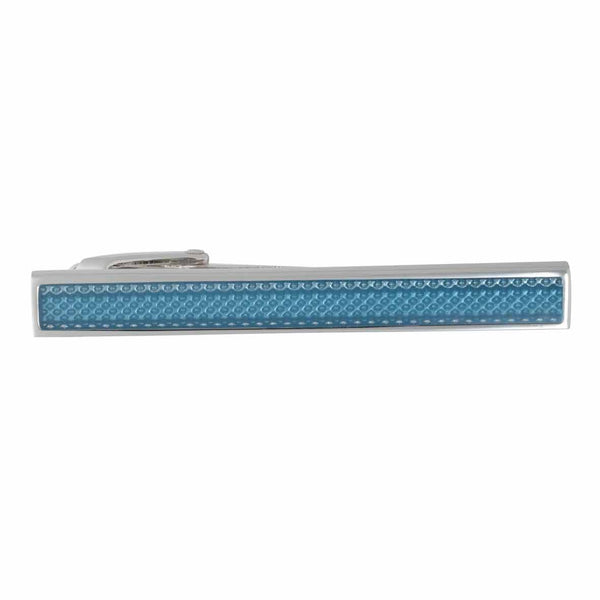 Laser Patterned Blue Enamel Tie Clip by Elizabeth Parker