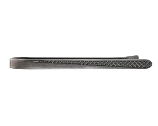 Gun Metal Fifty-Fifty Tie Slide with smooth and textured front by Elizabeth Parker
