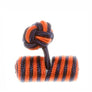 Navy Blue & Orange Barrel Cuffknots Knot Cufflinks - by Elizabeth Parker England