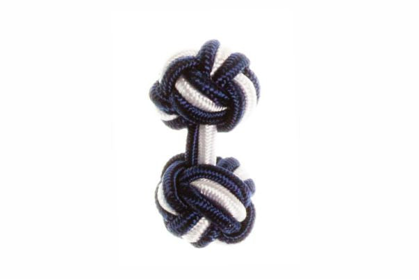 Navy Blue & White Cuffknots Knot Cufflinks - by Elizabeth Parker England