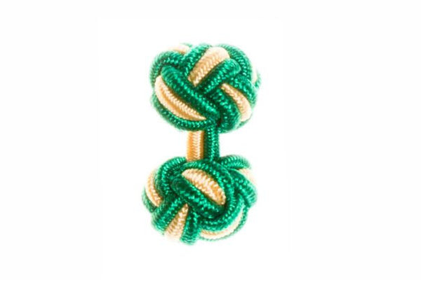 Green & Yellow Cuffknots Knot Cufflinks - by Elizabeth Parker England