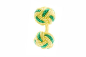 Green & Canary Yellow Cuffknots Knot Cufflinks - by Elizabeth Parker England