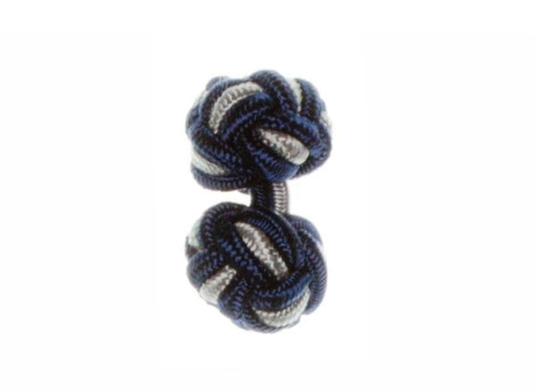 Navy Blue & Grey Cuffknots Knot Cufflinks - by Elizabeth Parker England
