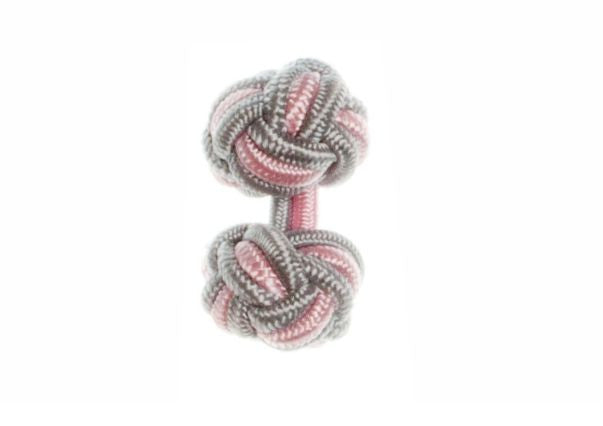 Grey & Pink Cuffknots Knot Cufflinks - by Elizabeth Parker England