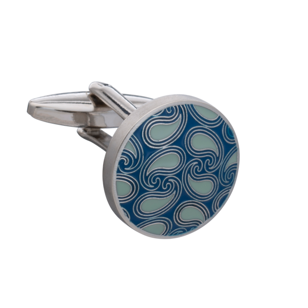 Shades of Blue Paisley Cufflinks