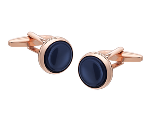 Signature Collection No3 Sodalite & Rose Gold Cufflink and Lapel Pin Set