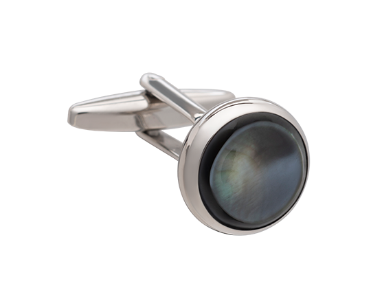Signature Collection No7 Smokey Mother Of Pearl & Silver Cufflinks