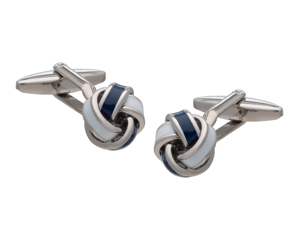 Navy & White Knot Cufflinks