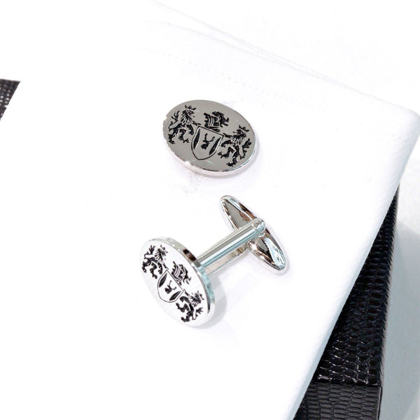 Starburst Black Plain Metal Enamel Cufflinks - AEPCB855 (C)
