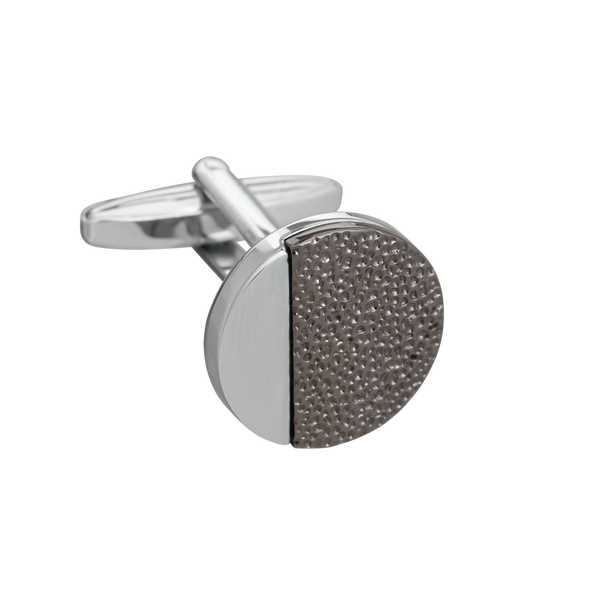 Gunmetal and Silver Hammered Odds Cufflinks