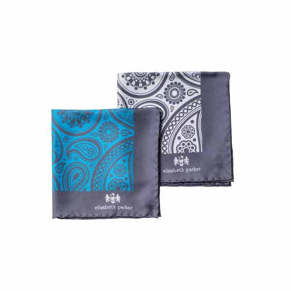 Paisley Swirl Silk Pocket Square Range by Elizabeth Parker