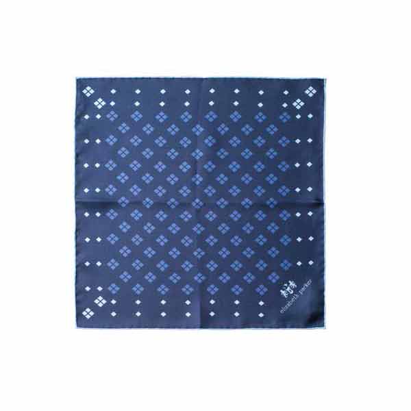 Elizabeth Parker Blue and Navy Diamonds For Ever Silk Pocket Square