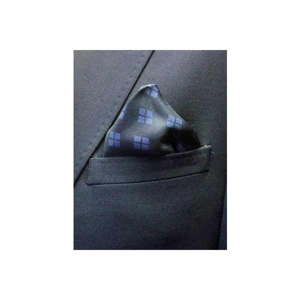 Elizabeth Parker Blue Diamond For Ever Silk Pocket Square in jacket pocket
