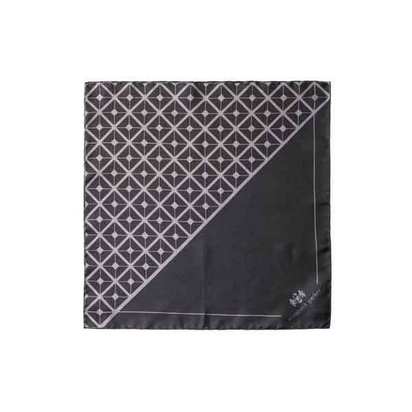 Diagonal Square Black and Grey Silk Pocket Square By Elizabeth Parker