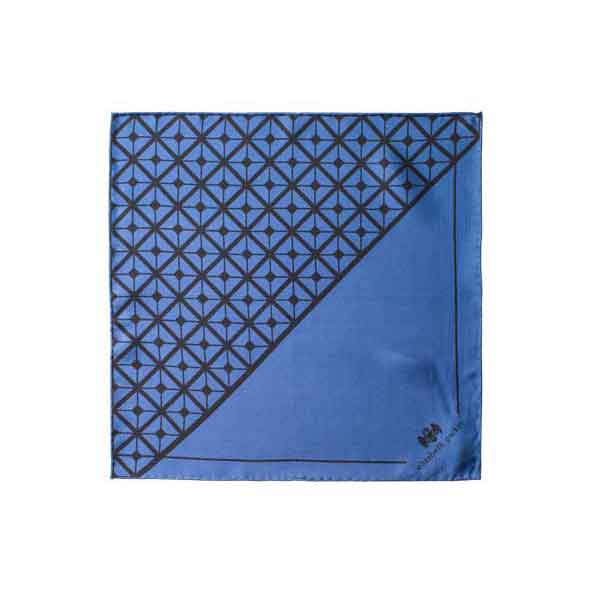 Diagonal Square Black and Navy Silk Pocket Square By Elizabeth Parker