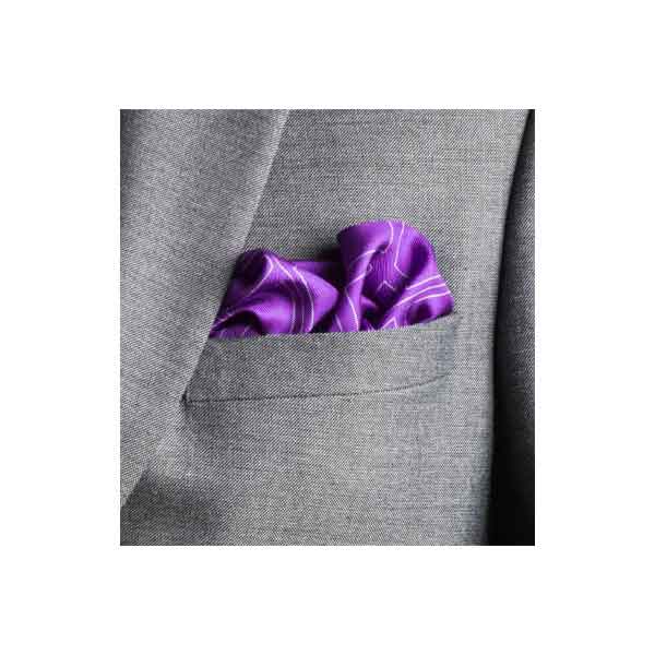 Elizabeth Parker Purple Check Grid Silk Pocket Square in Jacket Pocket