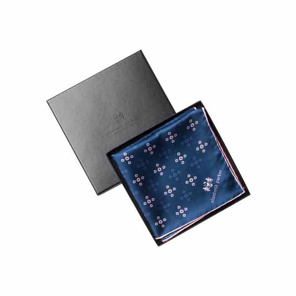 Pink Revolving Knot Silk Pocket Square By Elizabeth Parker in gift box